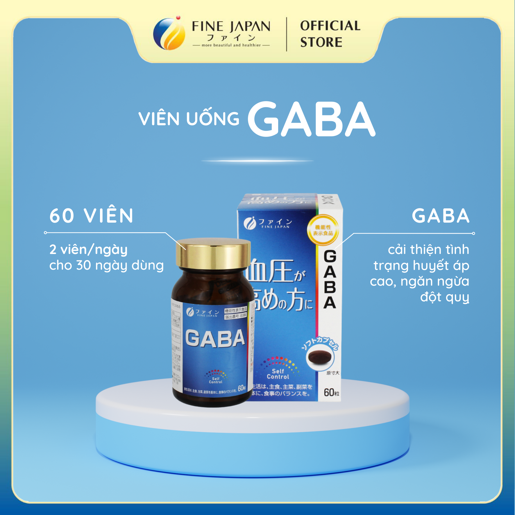 Viên Uống GABA FINE JAPAN Hỗ Trợ Điều Hoà Huyết Áp Phòng Ngừa Đột Quỵ hộp 60 viên 1 - Gico Pharma 5635e8ff450af148ca35de440caa1342 - Sản phẩm được bán bởi Gico Pharma